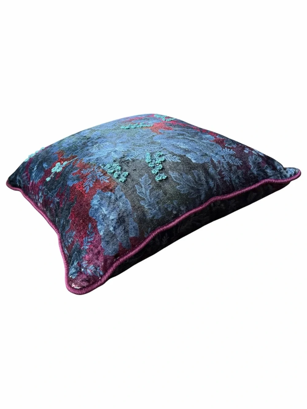 House of Hackney x Anthropologie Velvet Floral Throw Pillow 19x19 Blue Purple